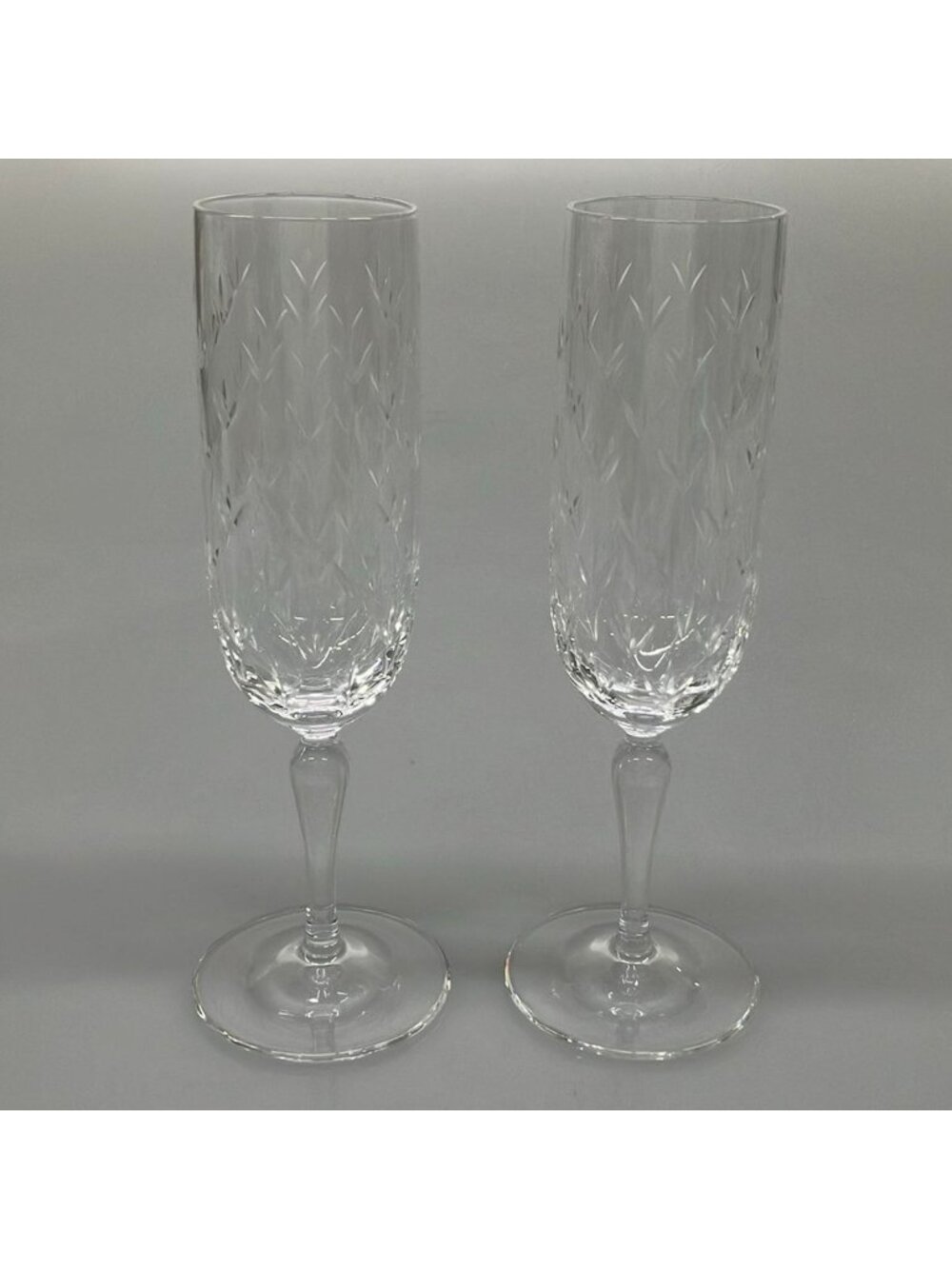 Tiffany & Co Pair Glass Floret Clear Champagne